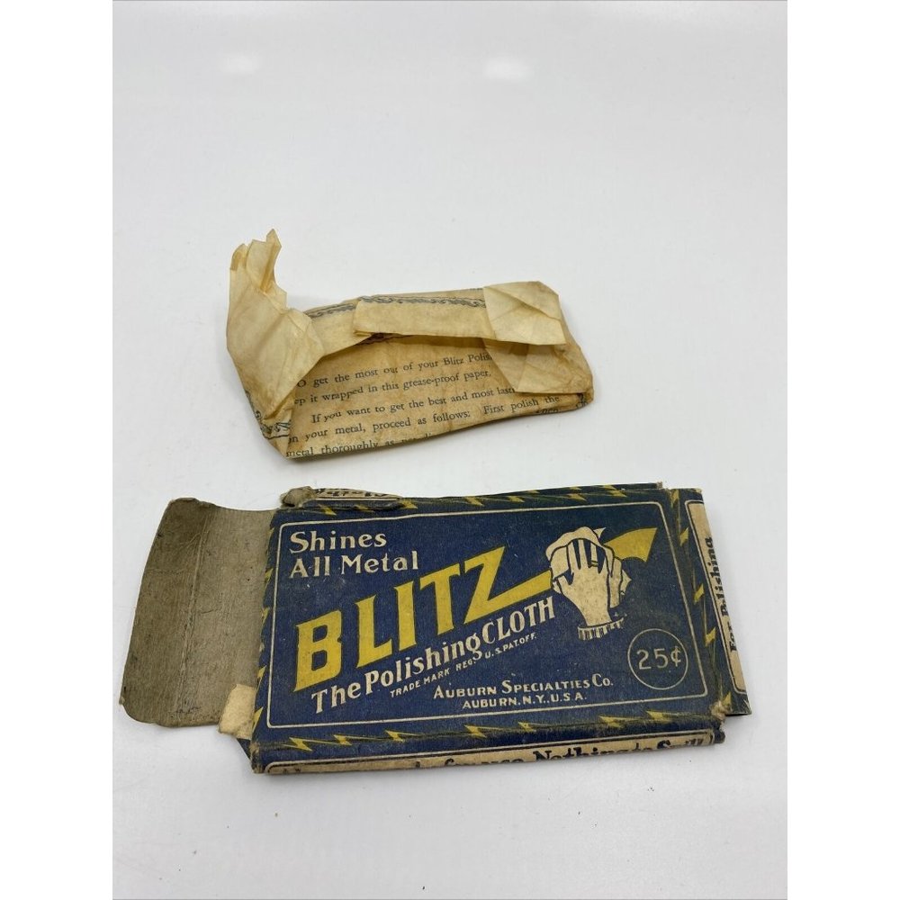 Blitz The Polishing Cloth Shines All Metal Vintage 1920's Original Works